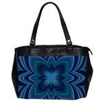 Blue Geometric Flower Dark Mirror Oversize Office Handbag (2 Sides) Front