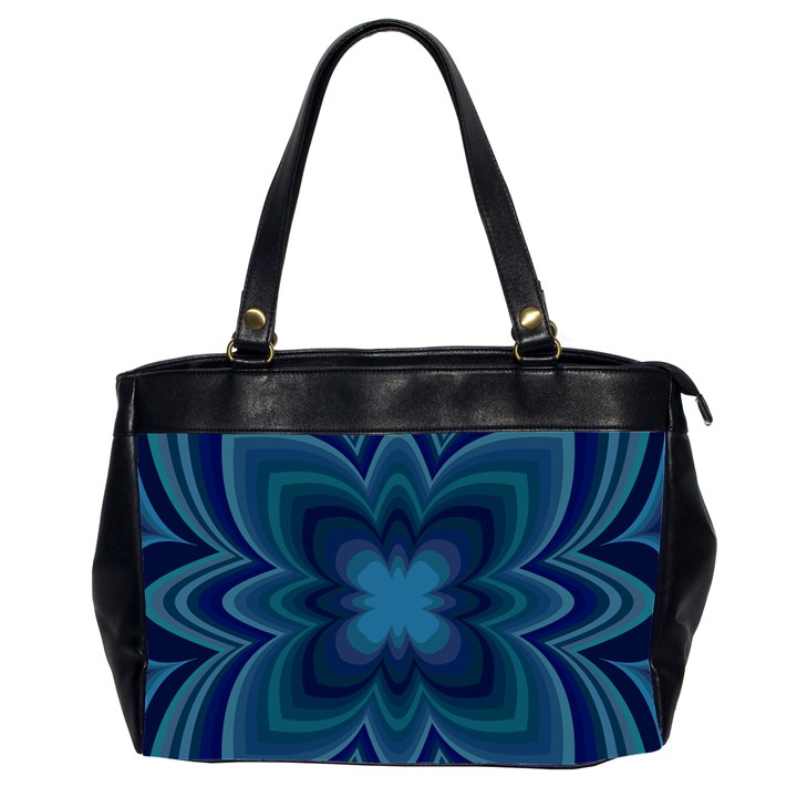 Blue Geometric Flower Dark Mirror Oversize Office Handbag (2 Sides)