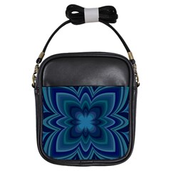 Blue Geometric Flower Dark Mirror Girls Sling Bag