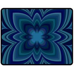 Blue Geometric Flower Dark Mirror Fleece Blanket (medium) 