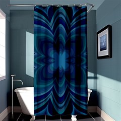 Blue Geometric Flower Dark Mirror Shower Curtain 36  X 72  (stall) 