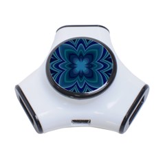 Blue Geometric Flower Dark Mirror 3-port Usb Hub