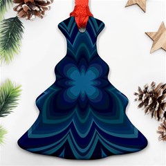 Blue Geometric Flower Dark Mirror Christmas Tree Ornament (two Sides) by HermanTelo