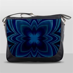 Blue Geometric Flower Dark Mirror Messenger Bag