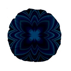 Blue Geometric Flower Dark Mirror Standard 15  Premium Round Cushions