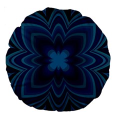 Blue Geometric Flower Dark Mirror Large 18  Premium Round Cushions by HermanTelo