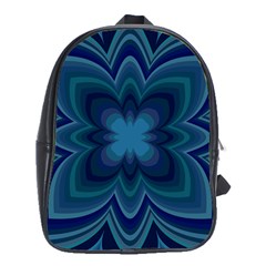 Blue Geometric Flower Dark Mirror School Bag (xl)