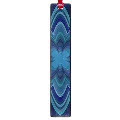 Blue Geometric Flower Dark Mirror Large Book Marks by HermanTelo