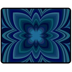 Blue Geometric Flower Dark Mirror Double Sided Fleece Blanket (medium) 