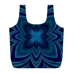 Blue Geometric Flower Dark Mirror Full Print Recycle Bag (l)