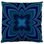 Blue Geometric Flower Dark Mirror Standard Flano Cushion Case (Two Sides) Front