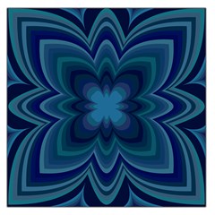 Blue Geometric Flower Dark Mirror Large Satin Scarf (square)