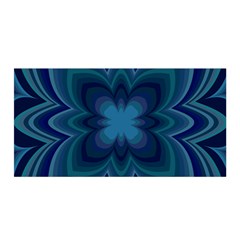 Blue Geometric Flower Dark Mirror Satin Wrap