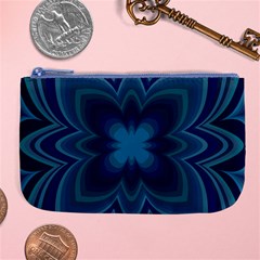 Blue Geometric Flower Dark Mirror Large Coin Purse