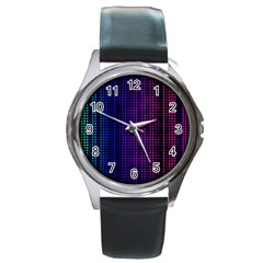 Abstract Background Plaid Round Metal Watch by HermanTelo