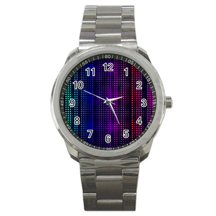 Abstract Background Plaid Sport Metal Watch