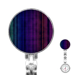 Abstract Background Plaid Stainless Steel Nurses Watch