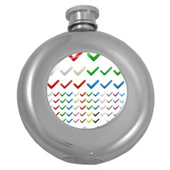 Confirm Button Metallic Metal Set Round Hip Flask (5 Oz)