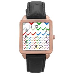 Confirm Button Metallic Metal Set Rose Gold Leather Watch 