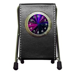 Abstract Background Lightning Pen Holder Desk Clock