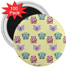 Animals Pastel Children Colorful 3  Magnets (100 Pack) by HermanTelo