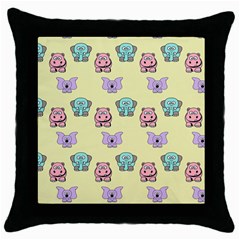 Animals Pastel Children Colorful Throw Pillow Case (black) by HermanTelo