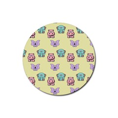 Animals Pastel Children Colorful Rubber Coaster (round)  by HermanTelo