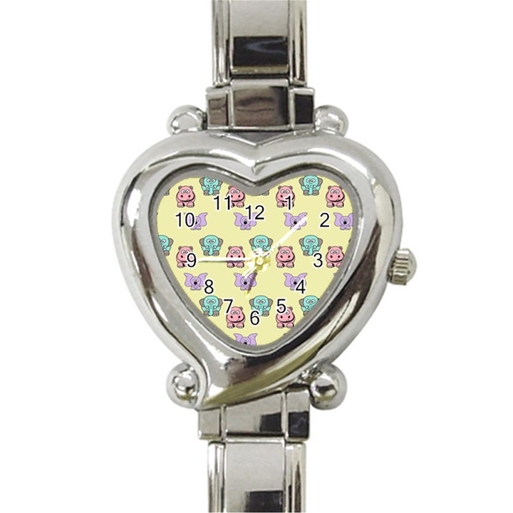 Animals Pastel Children Colorful Heart Italian Charm Watch