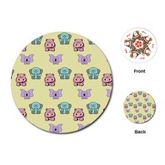 Animals Pastel Children Colorful Playing Cards (round)