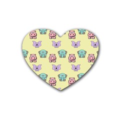 Animals Pastel Children Colorful Rubber Coaster (heart) 