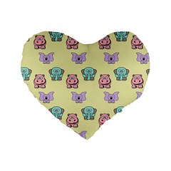 Animals Pastel Children Colorful Standard 16  Premium Flano Heart Shape Cushions