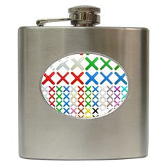 Cancel Button Metallic Metal Set Hip Flask (6 Oz)