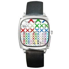 Cancel Button Metallic Metal Set Square Metal Watch