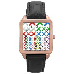 Cancel Button Metallic Metal Set Rose Gold Leather Watch 