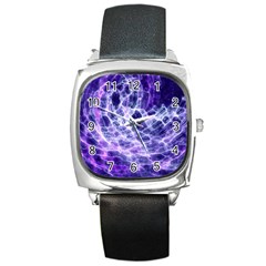 Abstract Background Space Square Metal Watch