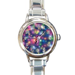 Abstract Background Graphic Space Round Italian Charm Watch by HermanTelo