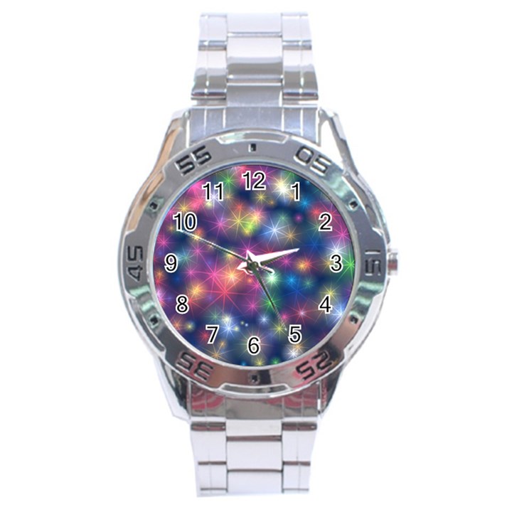 Abstract Background Graphic Space Stainless Steel Analogue Watch