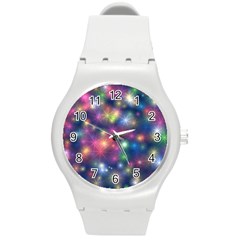 Abstract Background Graphic Space Round Plastic Sport Watch (m) by HermanTelo