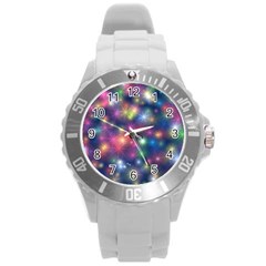 Abstract Background Graphic Space Round Plastic Sport Watch (l) by HermanTelo