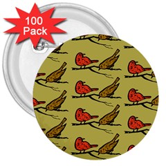 Bird Animal Nature Wild Wildlife 3  Buttons (100 Pack)  by HermanTelo