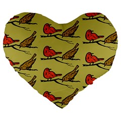 Bird Animal Nature Wild Wildlife Large 19  Premium Heart Shape Cushions