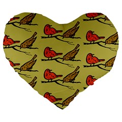 Bird Animal Nature Wild Wildlife Large 19  Premium Flano Heart Shape Cushions