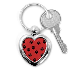 Paw Prints Background Animal Key Chains (heart)  by HermanTelo