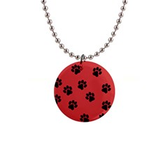 Paw Prints Background Animal 1  Button Necklace