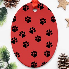 Paw Prints Background Animal Oval Ornament (two Sides)