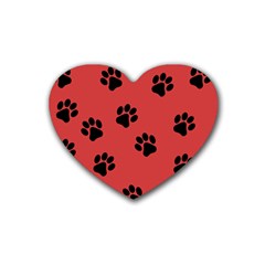 Paw Prints Background Animal Rubber Coaster (heart)  by HermanTelo