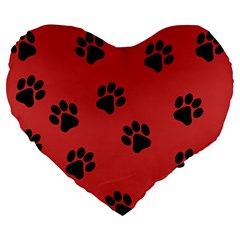 Paw Prints Background Animal Large 19  Premium Heart Shape Cushions