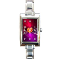 Flame Heart Smoke Love Fire Rectangle Italian Charm Watch by HermanTelo