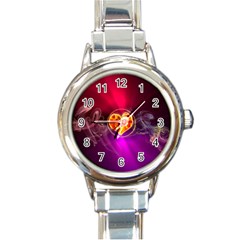 Flame Heart Smoke Love Fire Round Italian Charm Watch by HermanTelo