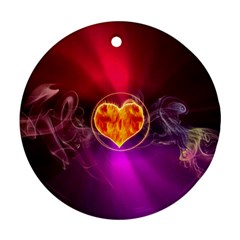 Flame Heart Smoke Love Fire Ornament (round) by HermanTelo